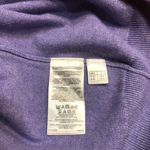 Brooks Brothers Supima Cotton Knit V-Neck Lavender Pullover Size L - Picture 6 of 6